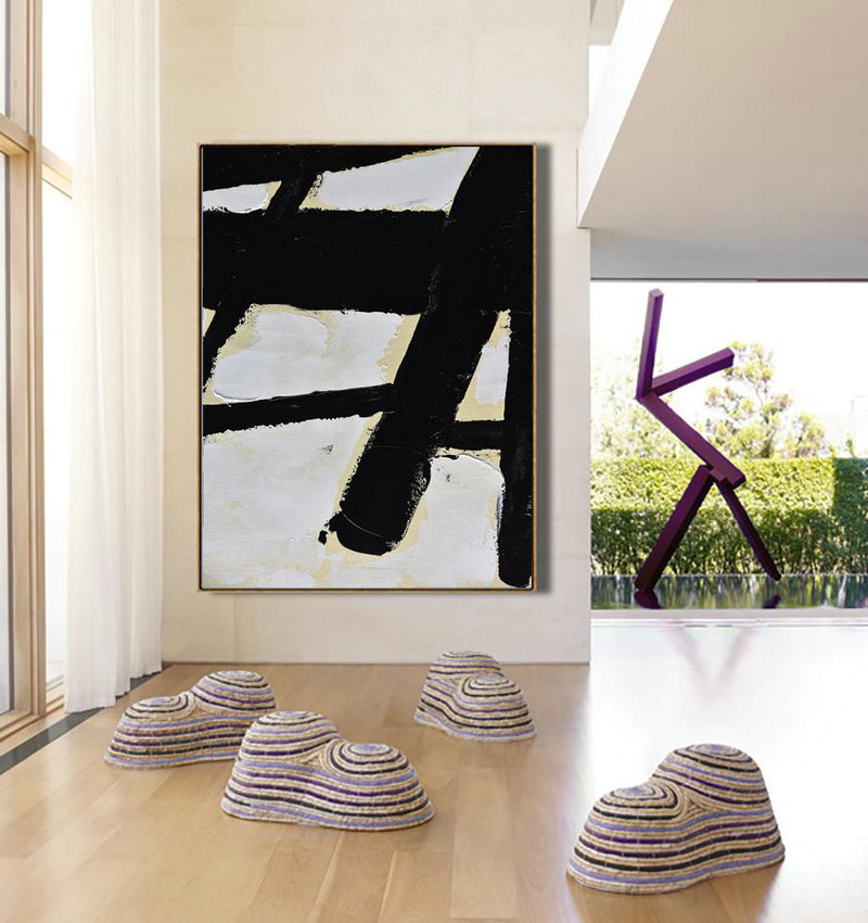 Extra Large Canvas Art,Minimalist Painting On Canvas, Palette Knife Vertical Minimal Art - Modern Wall Decor
